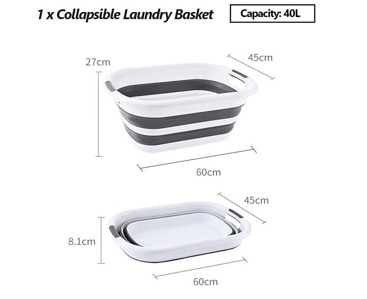 40L Collapsible Laundry Basket Clothes Hamper Washing Cleaning Organiser Bin Carousel 1