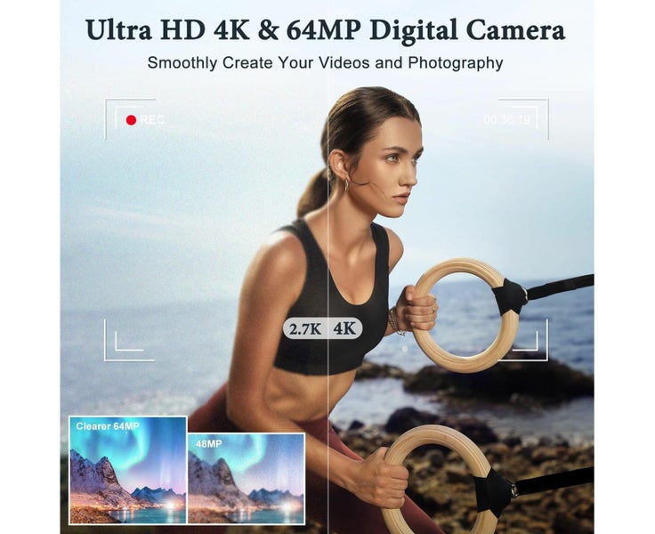 4K Digital Camera 64MP Vlogging Camera with Dual Cameras 16X Digital Zoom 4K Carousel 2