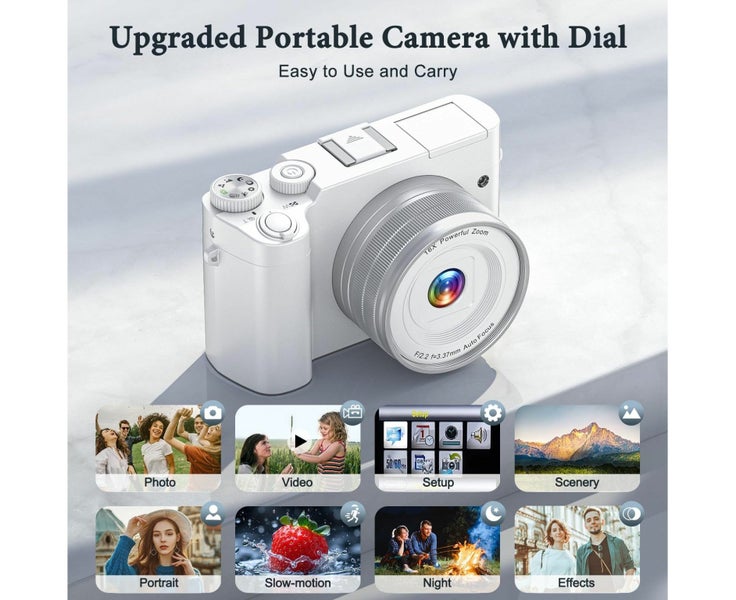 4K Digital Camera 64MP Vlogging Camera with Dual Cameras 16X Digital Zoom 4K Carousel 7