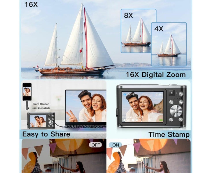 4K Digital Camera, 48MP Autofocus Kids Camera Selfie with Front and Rear Dual Carousel 6