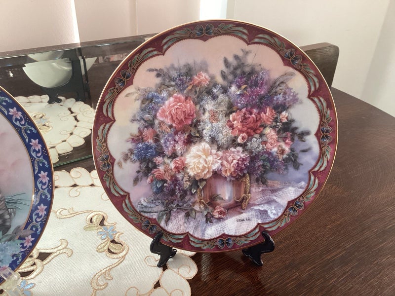 Artist Lena Liu porcelain plate collection one has rim repair Carousel 2