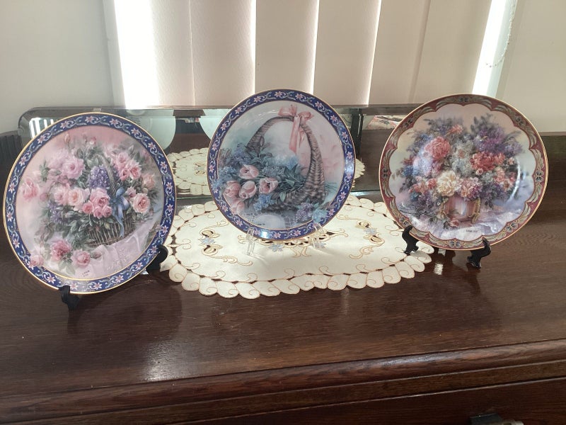 Artist Lena Liu porcelain plate collection one has rim repair Carousel 1