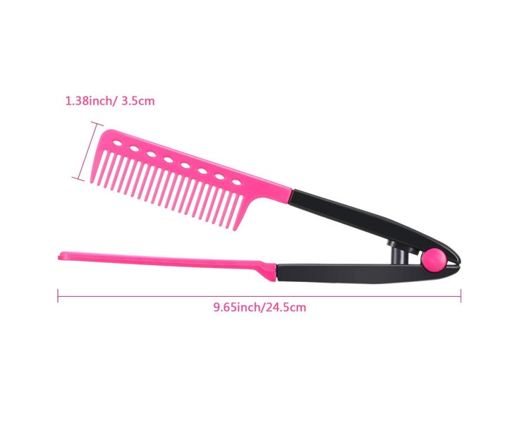 2 Pieces Flat Iron Comb Straightening Comb Salon Hair Brush Combs Hairdressin Carousel 2