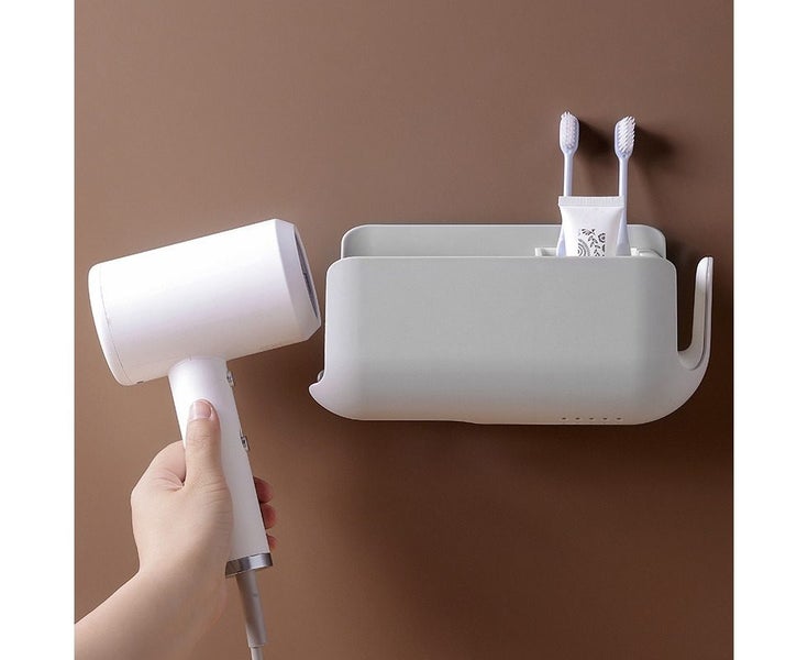 Wall Mounted Hair Dryer Holder Rack - Grey Carousel 2