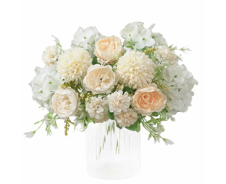 Artificial Flowers, Fake Peony Silk Hydrangea Bouquet Decor Plastic Carnation Carousel 1