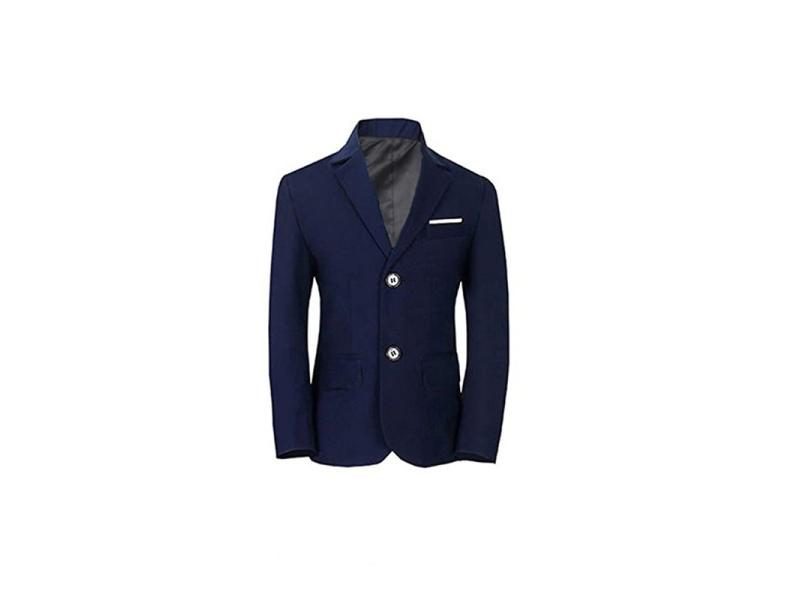 Boy's Blue Black Slim Fit Suit Set For Child Weddings Parties Carousel 1