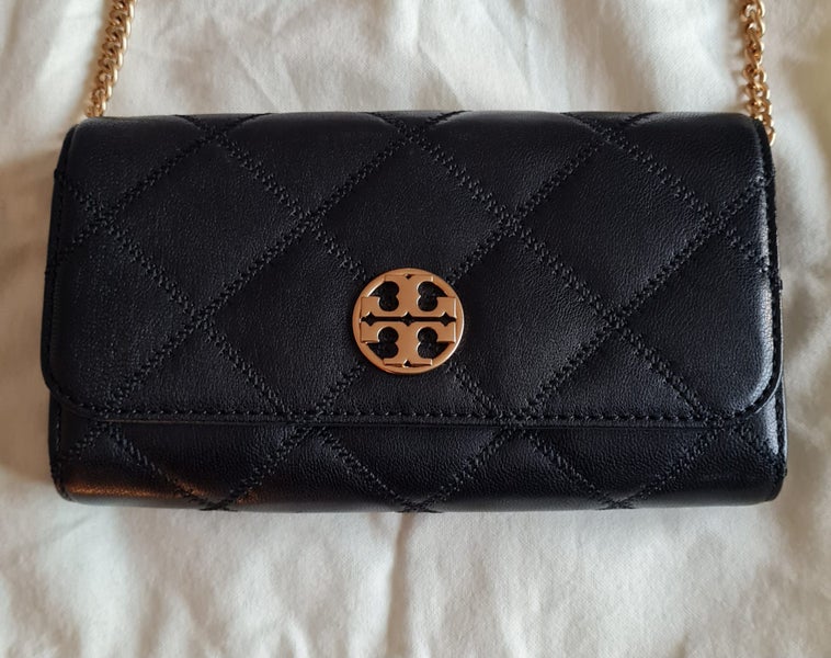 Tory Burch Black Leather Wallet on chain /Crossbody Bag62949055378305111