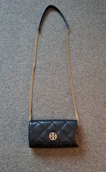 Tory Burch Black Leather Wallet on chain /Crossbody Bag629490553783051125