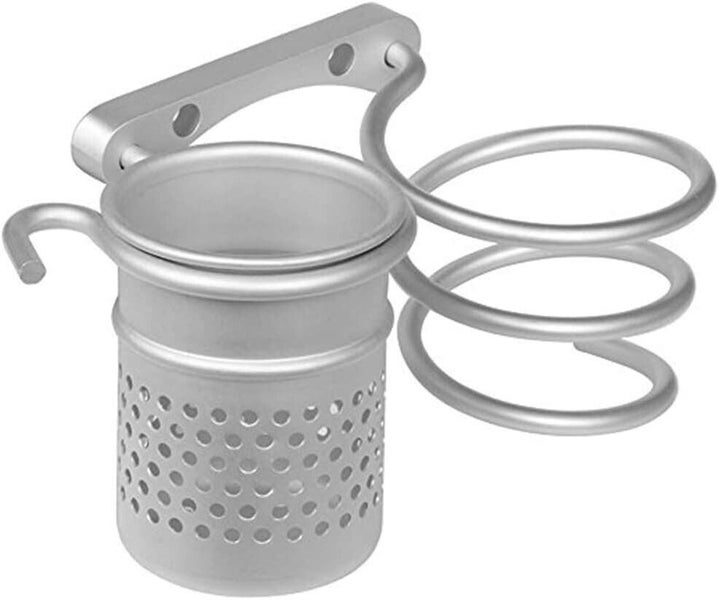 Bathroom Wall-mounted Hair Dryer with Comb Holder Rack Stand Set Organizer Carousel 1