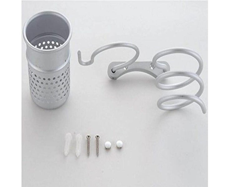 Bathroom Wall-mounted Hair Dryer with Comb Holder Rack Stand Set Organizer Carousel 4