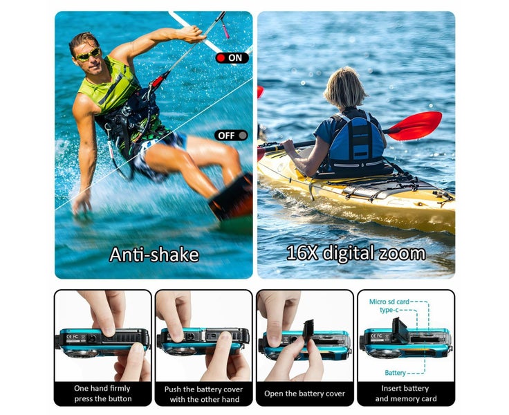 4K Underwater Camera 11FT Waterproof Camera with 32GB Card 48MP Autofocus Dua Carousel 7