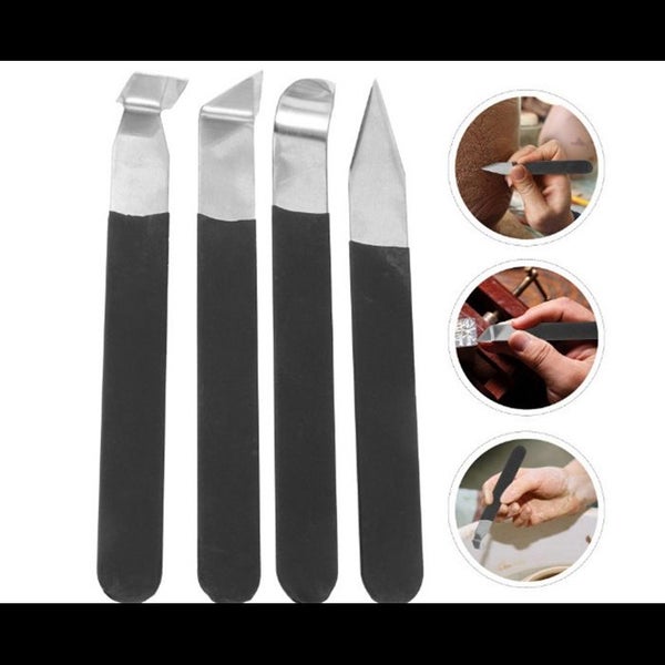 4Pcs STAINLESS STEEL TRIMMING KNIFE Carving Tool For Clay Pottery Sculpture Carousel 1