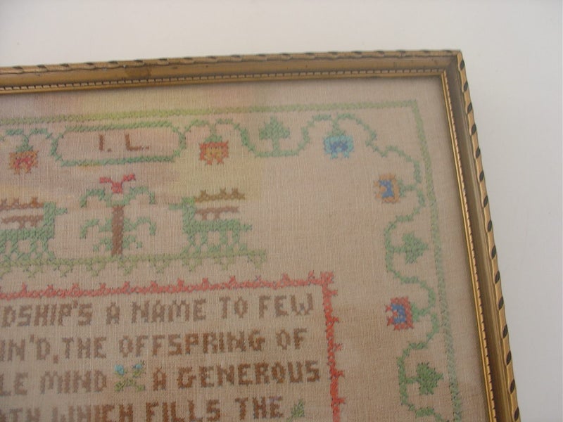 Friendship A Vintage Framed 1934 Cross Stich Carousel 9