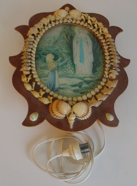 Our Lady of Lourdes Illuminated Shell Art WallLight Carousel 1