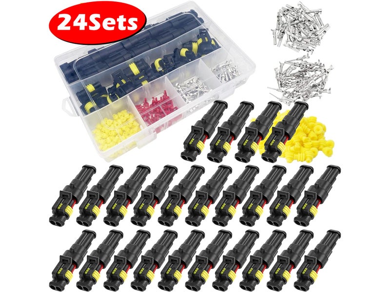 24 Kits 2 Pin Waterproof Electrical automotive Wire Connectors Carousel 1