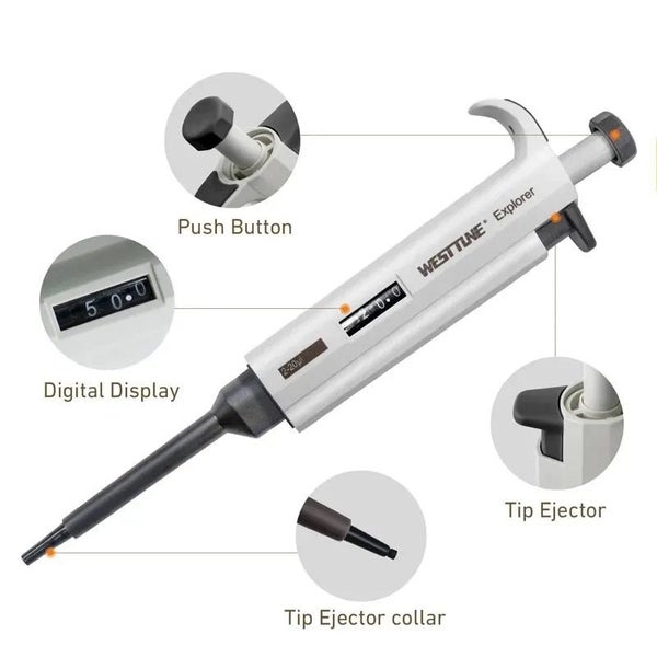 WESTTUNE Laboratory Micro Pipette Gun Lab Single Channel Pipettor Carousel 1