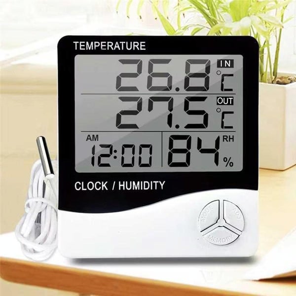 Lcd Digital Thermometer Hygrometer Alarm Clock Grey Carousel 5