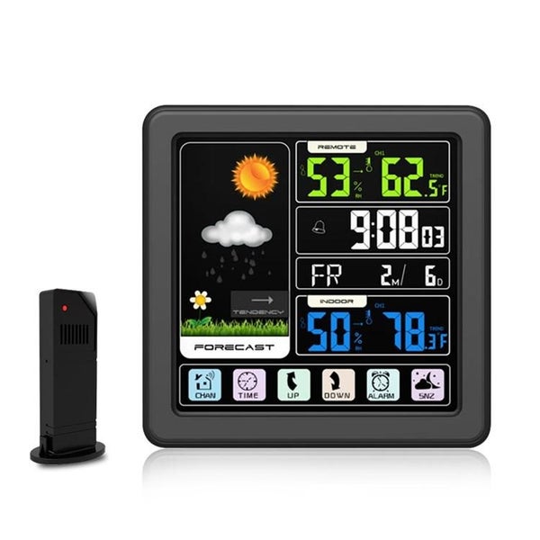 Wireless Weather Clock Multifunctional Touch Screen Black Carousel 1