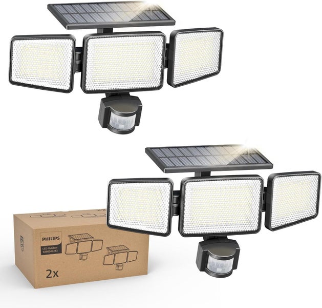 2 Pack Philips Solar PIR Security Flood Lights Carousel 1