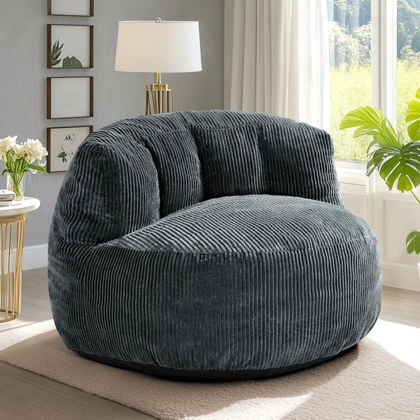 Corduroy Single Sofa with Wide Backrest PINK Carousel 9