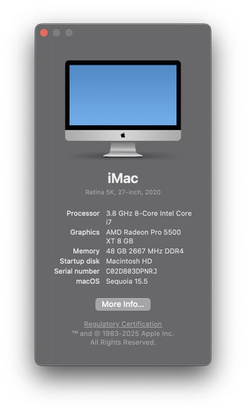 5K IMAC 27" RETINA 8-CORE i7, 48GB RAM, 8GB RADEON PRO 5500, 512GB SSD Carousel 1