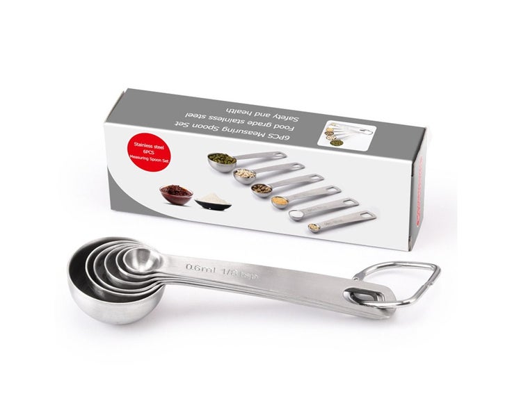 6 Measuring Spoon Stainless Teaspoon Scoop Tablespoon Utensil Kitchen Cook Carousel 1