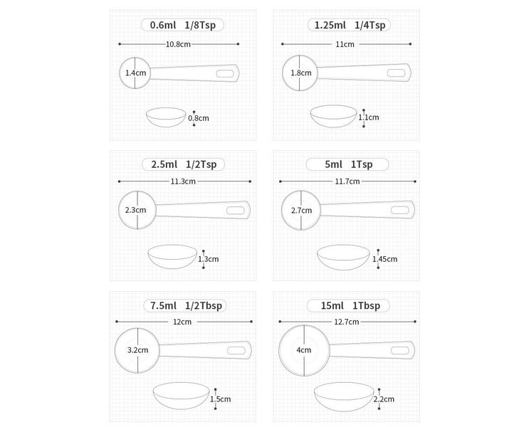 6 Measuring Spoon Stainless Teaspoon Scoop Tablespoon Utensil Kitchen Cook Carousel 7