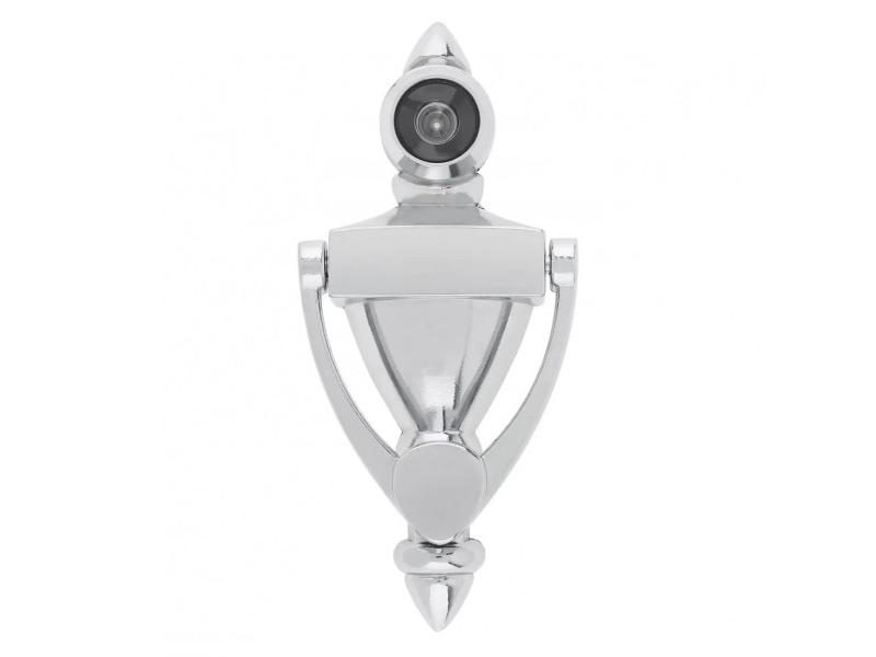 5 Inch Silver Zinc Alloy Door Knocker 180 Degree Door Viewer Carousel 1