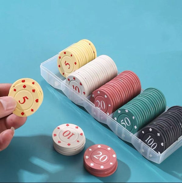 100PCs Casino Chips with Storage Box,Mahjong and Poker Chip Set62965461124865113