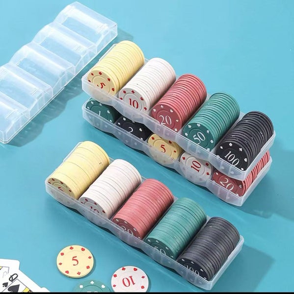 100PCs Casino Chips with Storage Box,Mahjong and Poker Chip Set62965461124865114