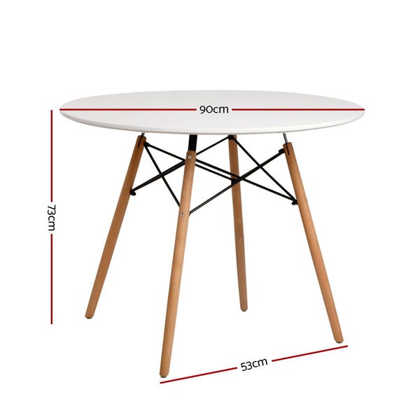 Artiss Dining Table Round 4 Seater Replica Tables Cafe Timber White 90Cm Carousel 2