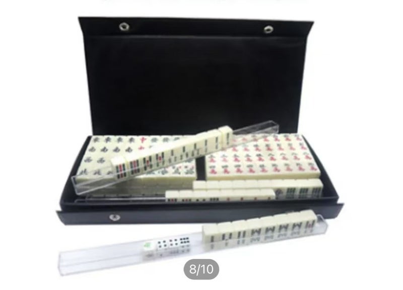 Portable Mini Mahjong Set With 4 Racks and 4 blank tiles629710189561611120