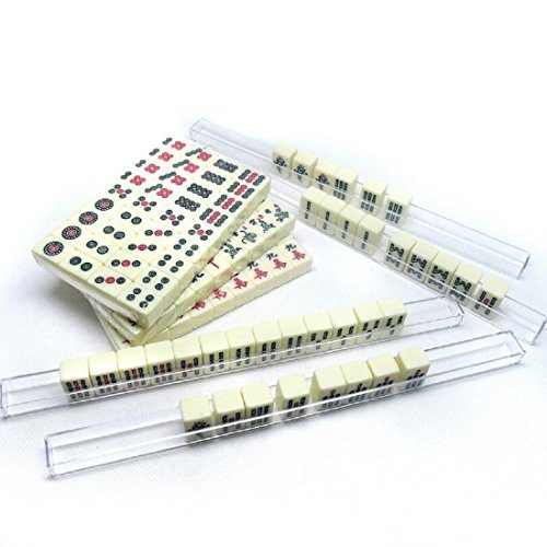 Portable Mini Mahjong Set With 4 Racks and 4 blank tiles62971018956161113