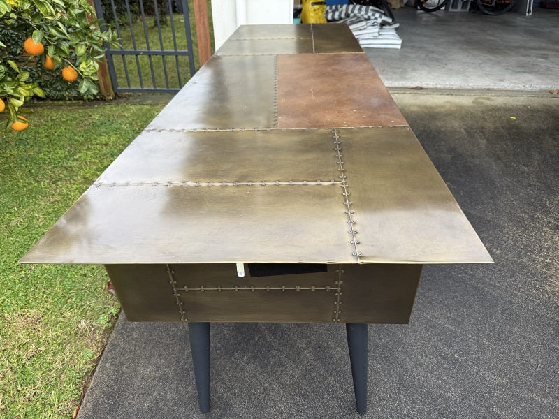 Jet Office desk in vintage brass finish plus chair62966410560002112