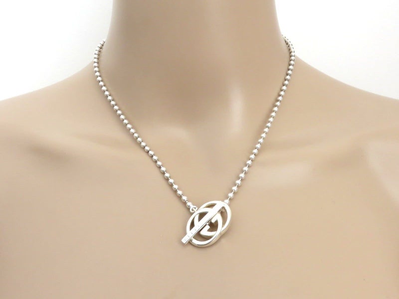 Gucci Sterling Silver Interlocking G Toggle Pendant Necklace Carousel 4