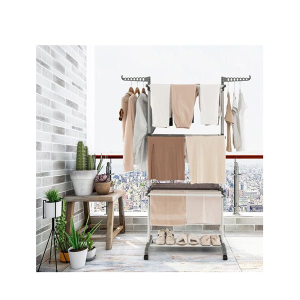 3 Tier Clothes Drying Rack With Rotatable Side Wings Carousel 3