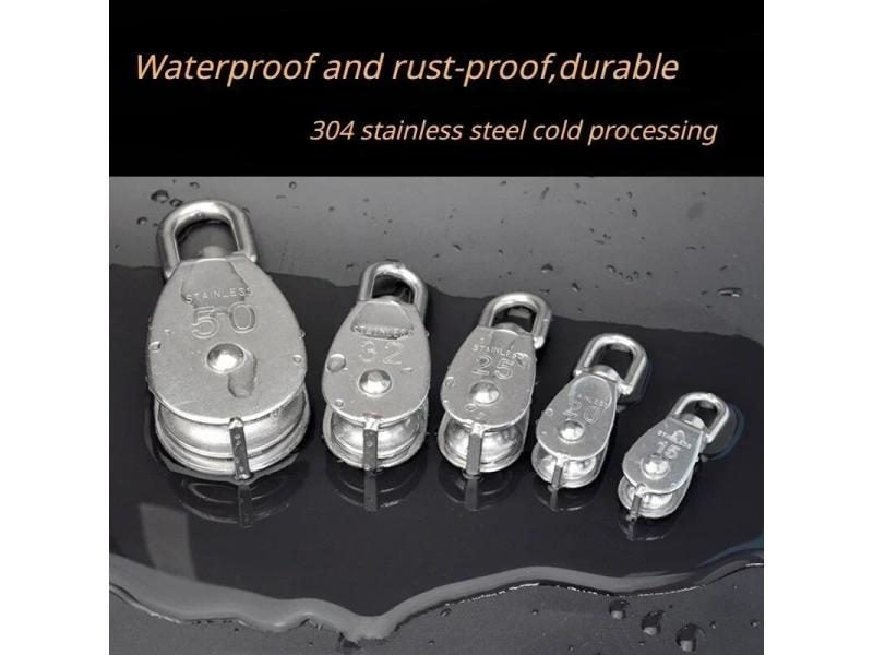 Stainless Steel Pulley M15/M20/M25/M32/M50 Single Wheel Rotary Lifting Rope Carousel 1