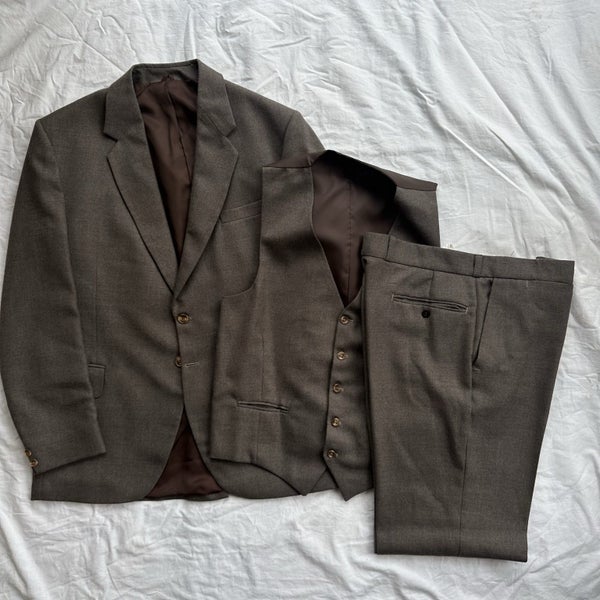Vintage 1970s Benson Blenkarn Pure Wool Three Piece Suit NZ Made Carousel 1