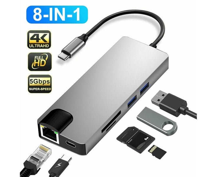 8 in 1 Multiport Type C To 4K HDMI Adapter USB 3.0 Cable Type C To HDMI USB H Carousel 1