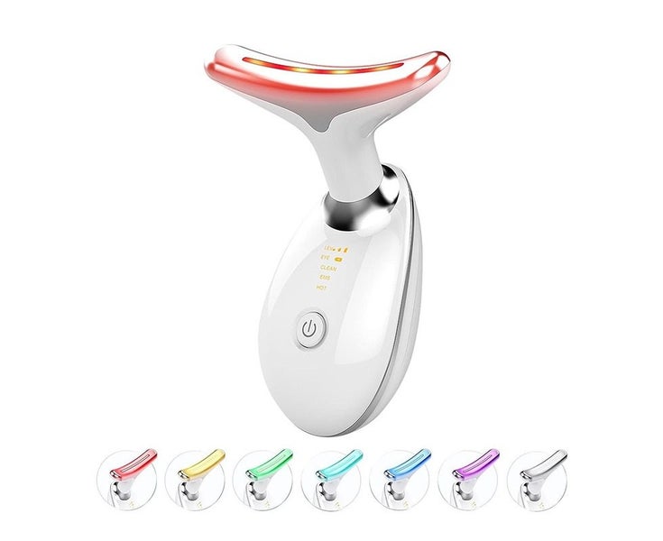 7 Color LED Face Neck Massager Red-Light-Therapy for Skin Care-White Carousel 1