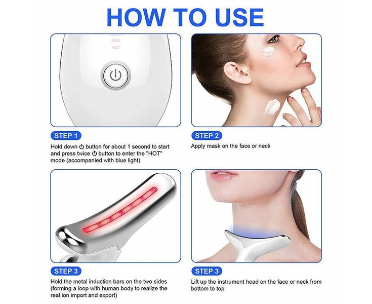 7 Color LED Face Neck Massager Red-Light-Therapy for Skin Care-White Carousel 5