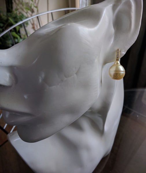 SALE! Gorgeous AUSTRALIAN GOLD PEARL & Crystal Earrings Carousel 10