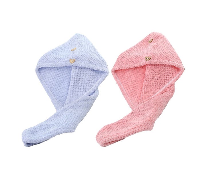 Absorbent Microfiber Hair Drying Towels 2 Packs Quick-Drying Hair Wrap Turban Carousel 1