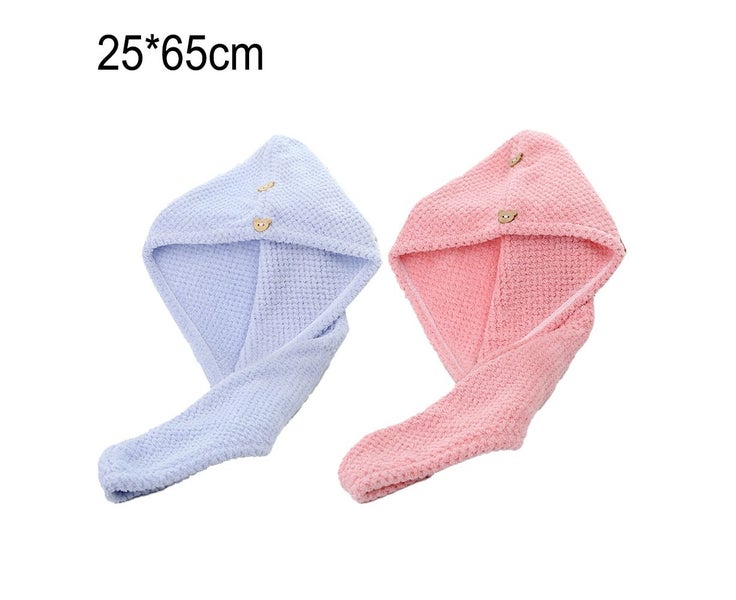Absorbent Microfiber Hair Drying Towels 2 Packs Quick-Drying Hair Wrap Turban Carousel 2