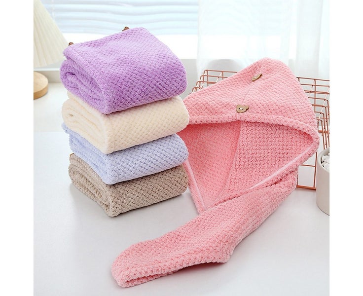 Absorbent Microfiber Hair Drying Towels 2 Packs Quick-Drying Hair Wrap Turban Carousel 5