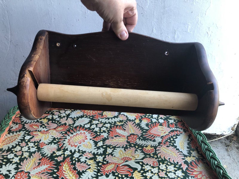 Vintage Wooden Paper towel holder Carousel 1