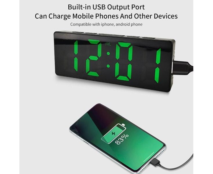 Alarm Clock LED Display Digital Display Alarm Date Time Temperature Display A Carousel 2