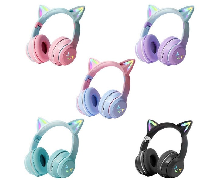 Anime-Inspired Wireless Headphones with Colorful Cat Ears, Active Noise Cance Carousel 2