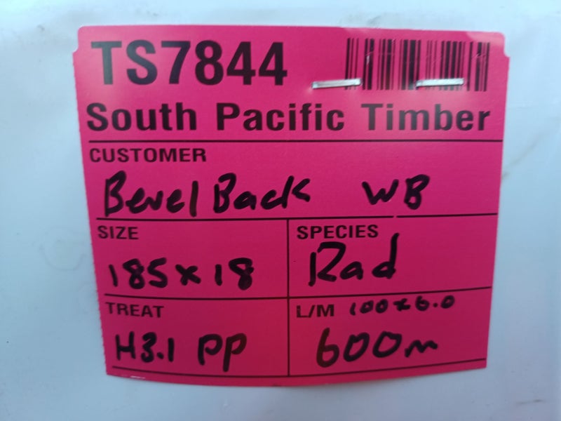 PINE BEVEL BACK WEATHERBOARDS - 185 x 18mm - FJ PP H3.1 - 600m - TS784463000269058561112
