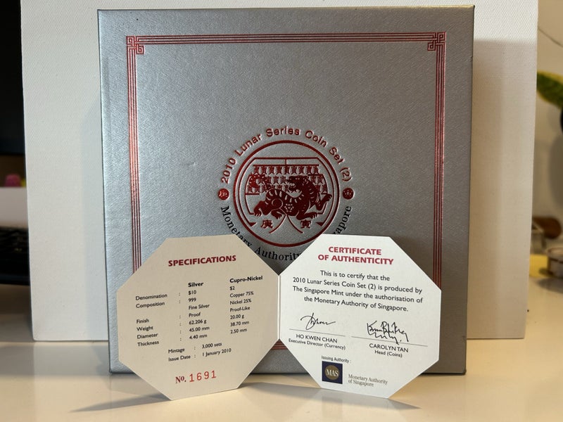 2010 Lunar Series Coin Set (2) Monetary Authority of Singapore Carousel 7